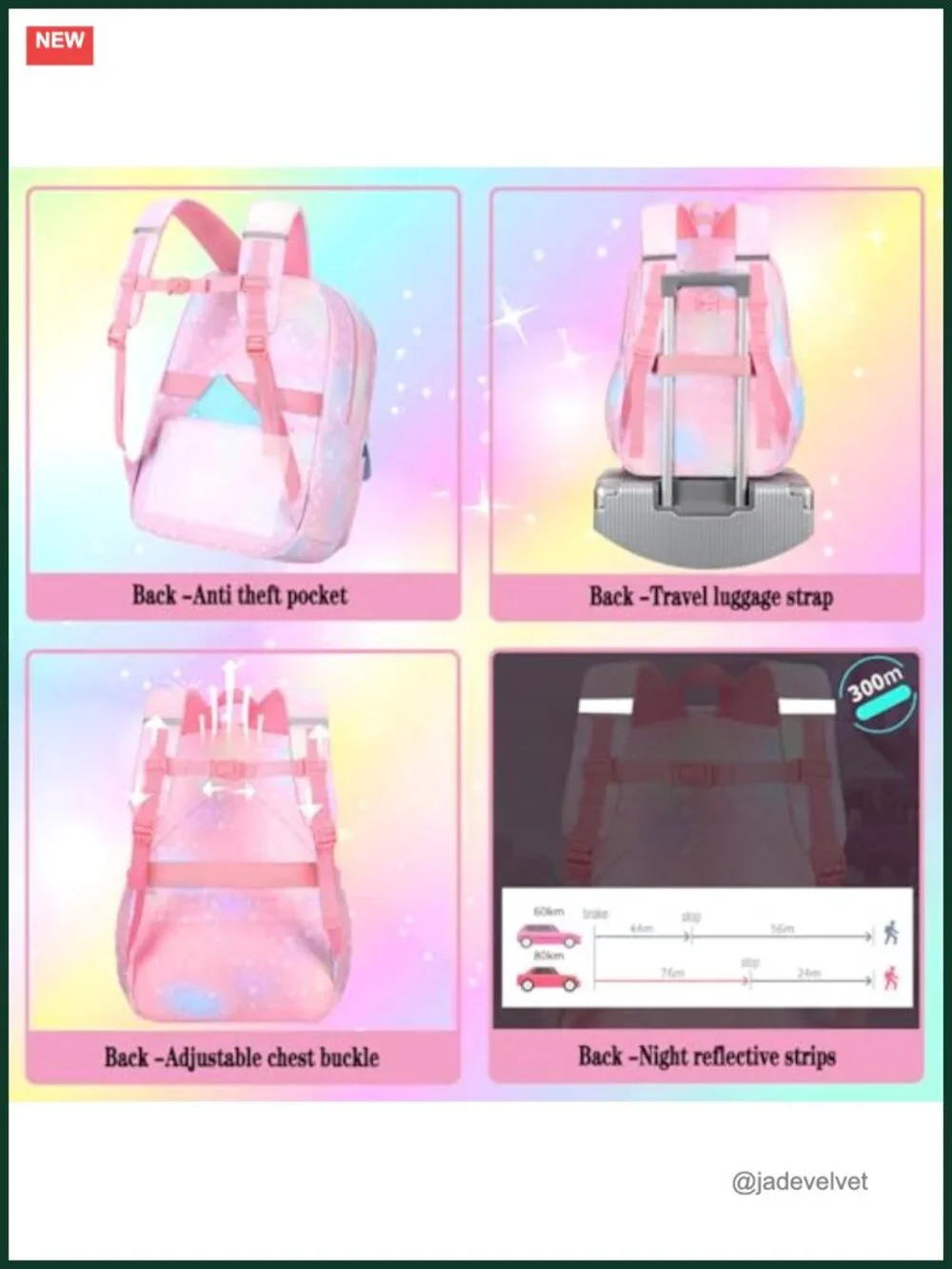 3-Piece Girls Backpack Set with Lunch Bag and Pencil Case, Polyester, School Use